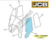 Szyba lewe drzwi koparko ładowarka JCB 4CX, 3CX , kabina P21