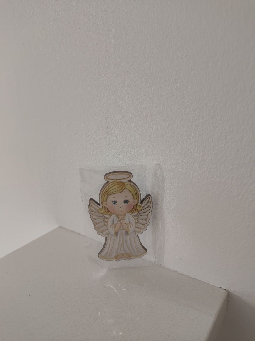 Nowy Anioł magnes na lodówkę lub inny sprzęt Biało złoty aniołek