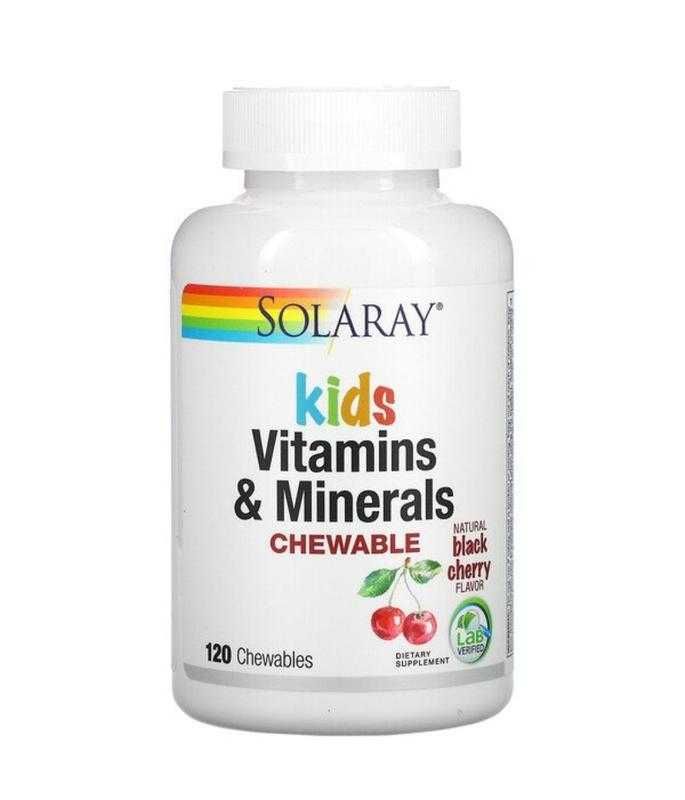 Solaray витамины и минералы для детей, в форме жевательных таблеток
