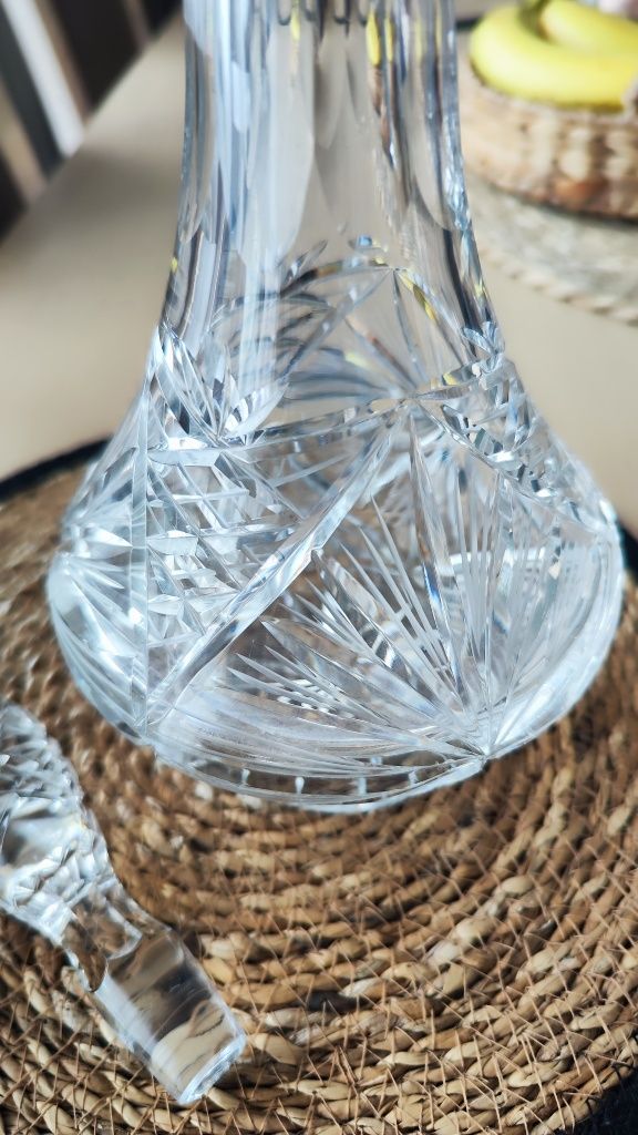 Kryształowa duża karafka PRL piękny wzór karafka na alkohol whisky