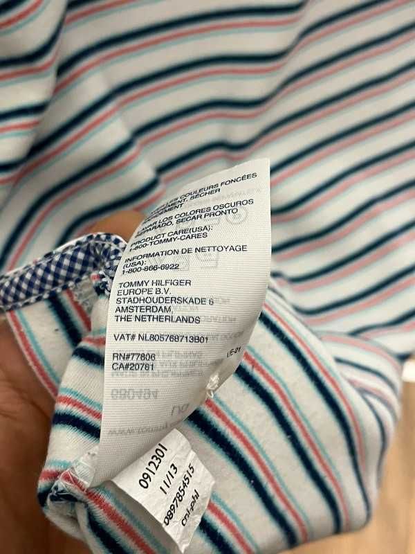 biala koszulka polo w paski tommy hilfiger
