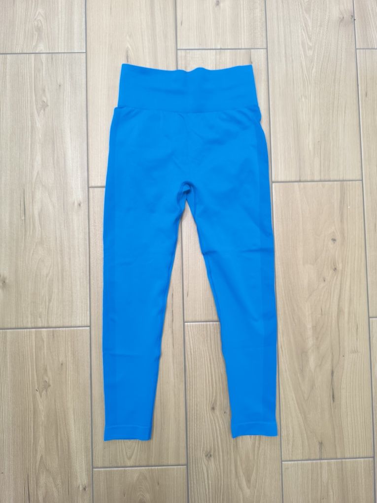 Niebieskie bezszwowe legginsy M push up wysoki stan nowe