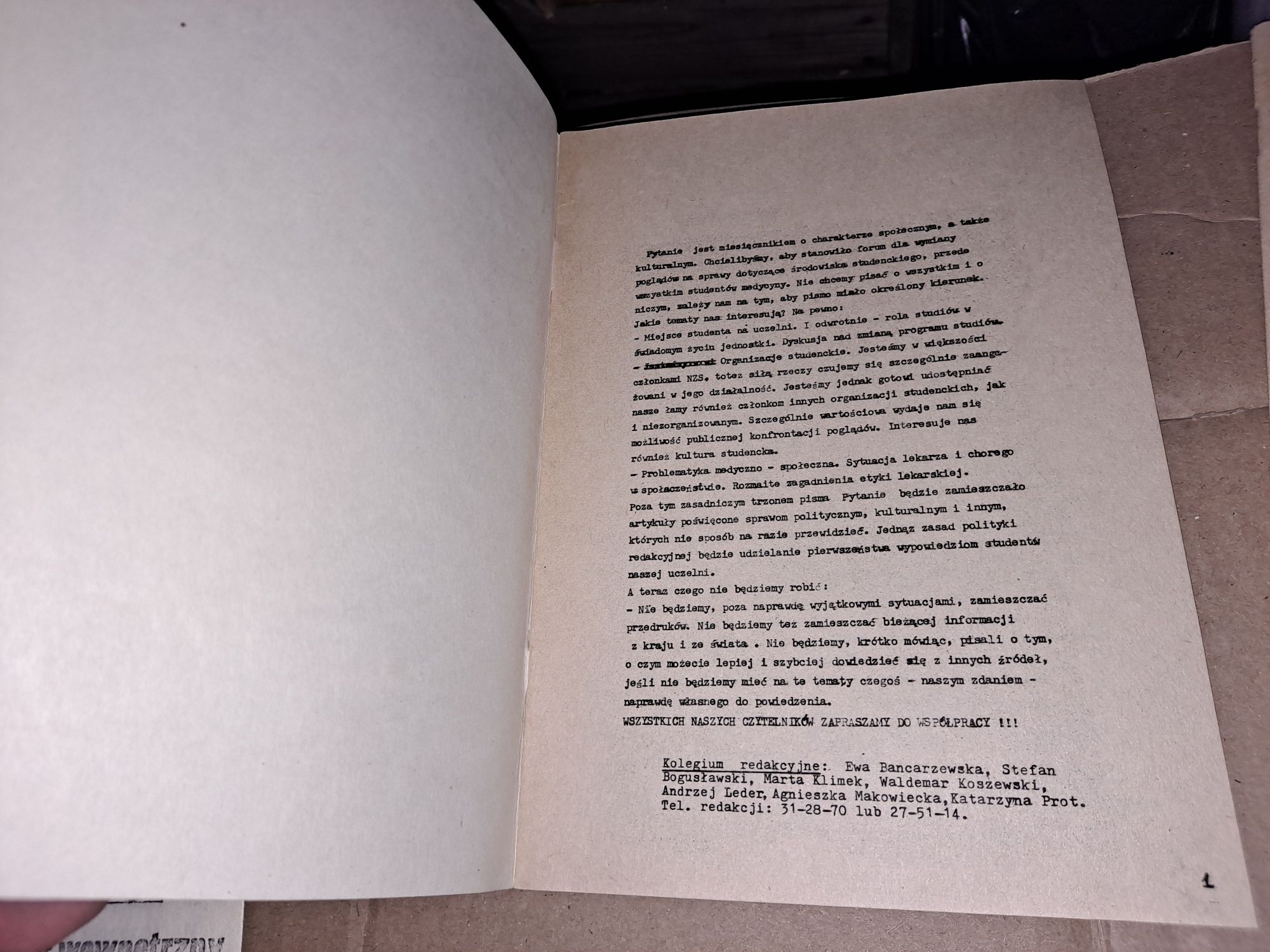 Gazeta Studentów medycyny 1981. 2 "PYTANIE"