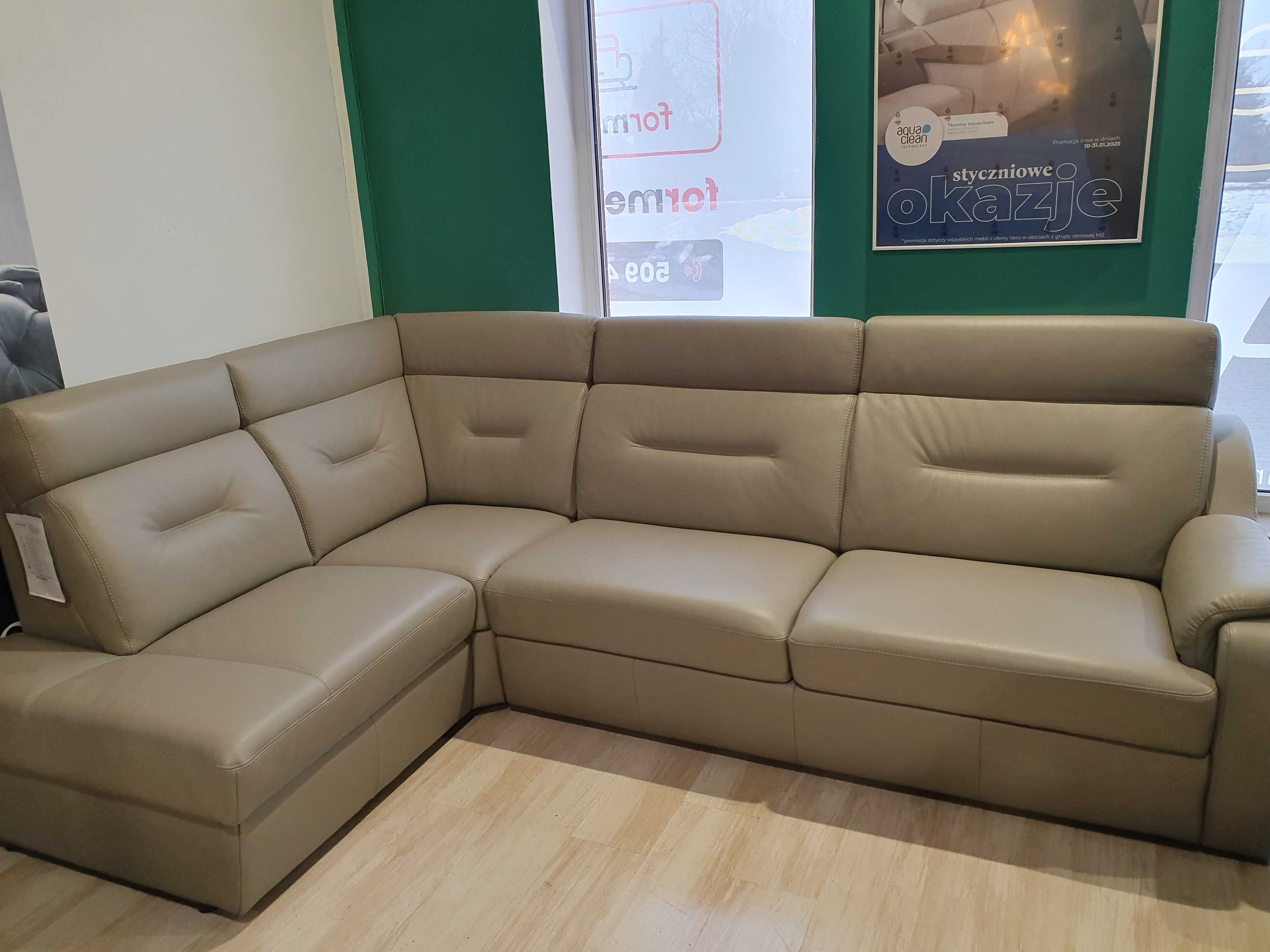 PAPAVERO NAROŻNIK z funkcją spania skórzany-VERO Promocja 20%