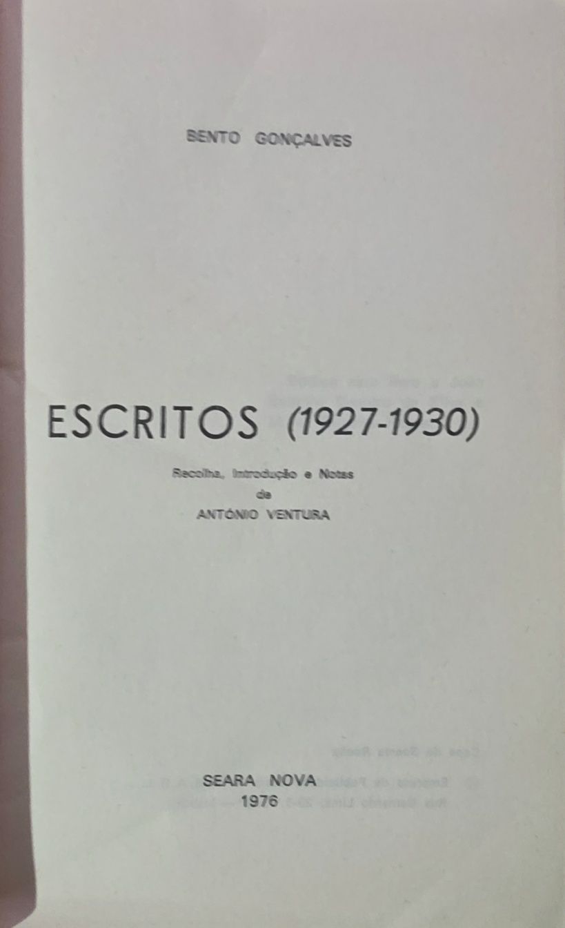 Livro - Escritos (1927 a 1930) - Bento Gonçalves - Ref: SD