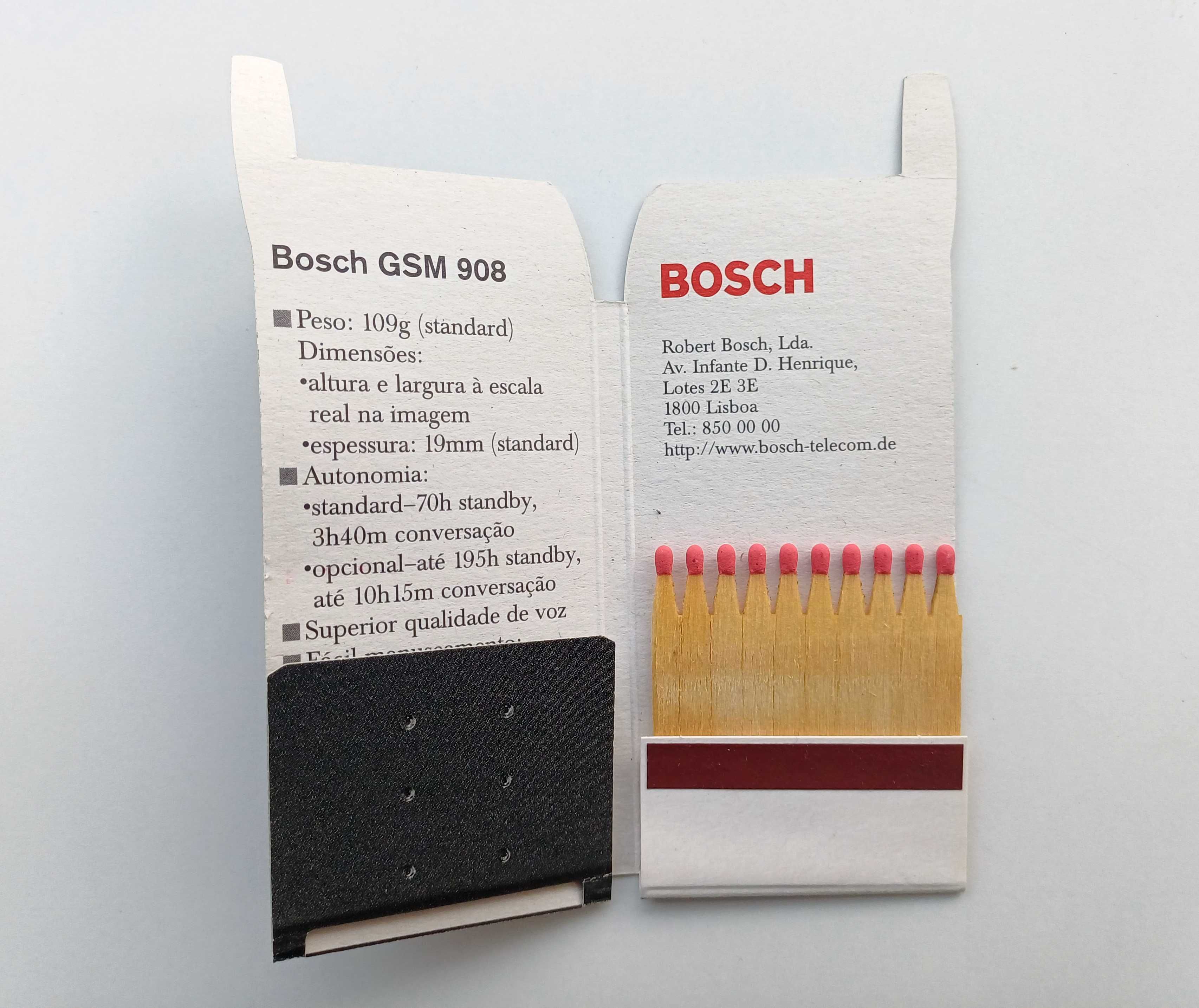 Carteira de fósforos Telemóvel Bosch, anos 90