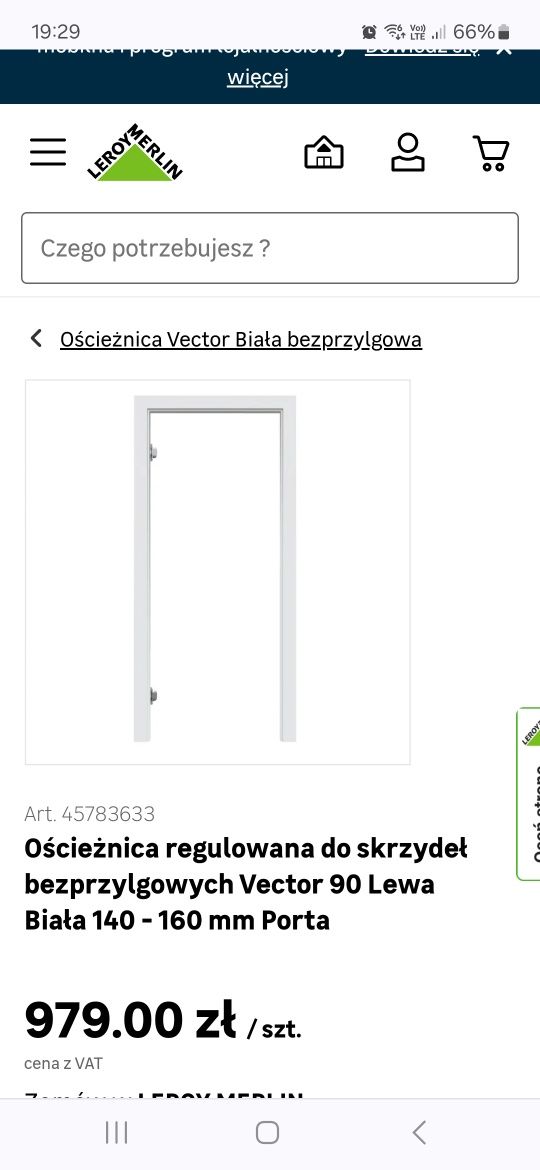 Ościeżnica Porta, futryna, Porta, ościeżnica biała