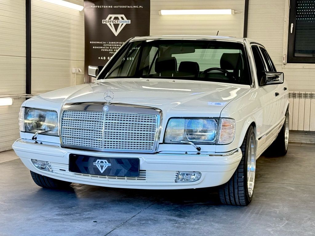 Mercedes w126 biała perła samochód do ślubu auto do ślubu luksus v8