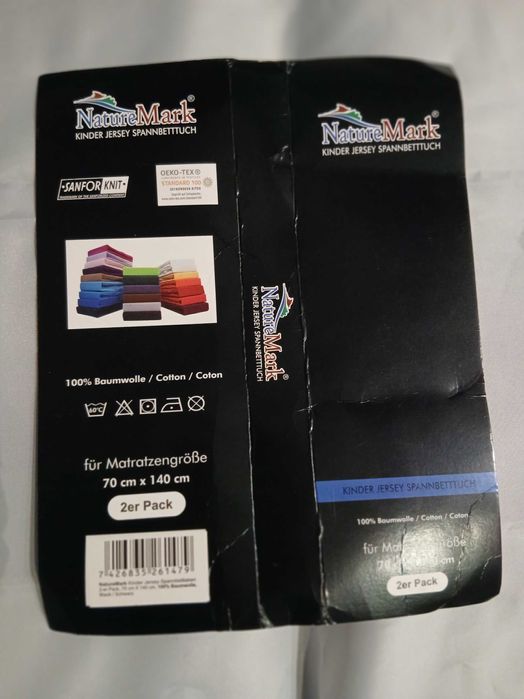 Prześcieradła bawełniane z gumką 70x140 czarne 2szt Naturemark