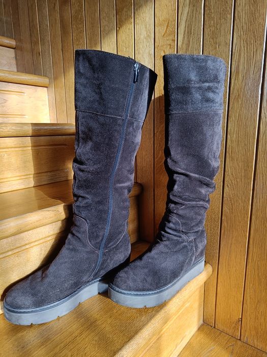 Чоботи коричневі замшеві, 40 розмір