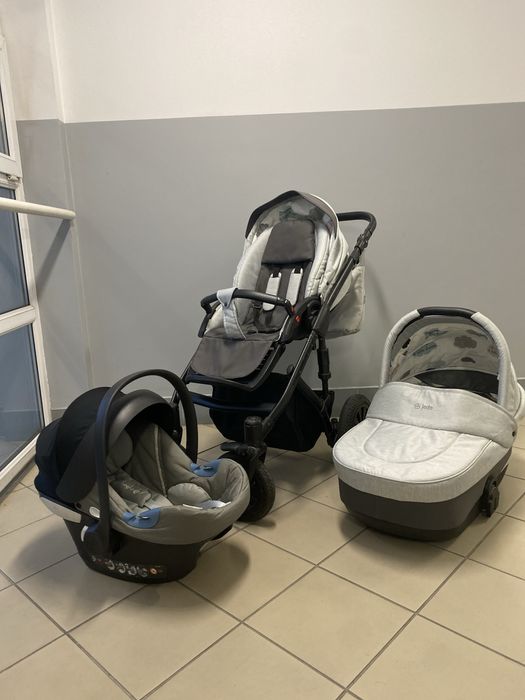 Wózek Jedo Koda 3w1 + fotelik Cybex – jasnoszary z ciemnoszarym