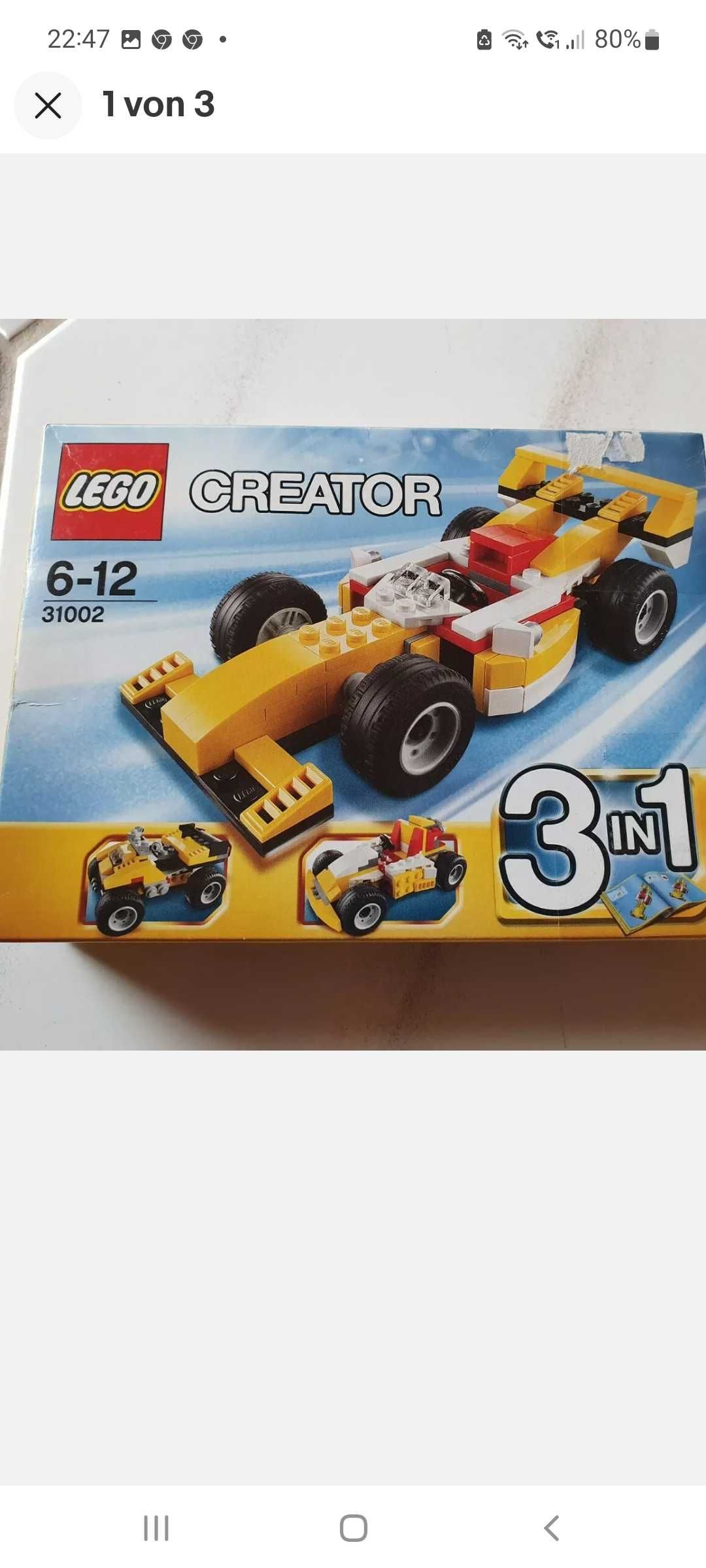 Lego Creator 31002, 3 w 1,samochód wyścigowy w bardzo dobrym stanie