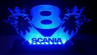 lampka led 3d logo scania v8 vabis szklo akrylowe