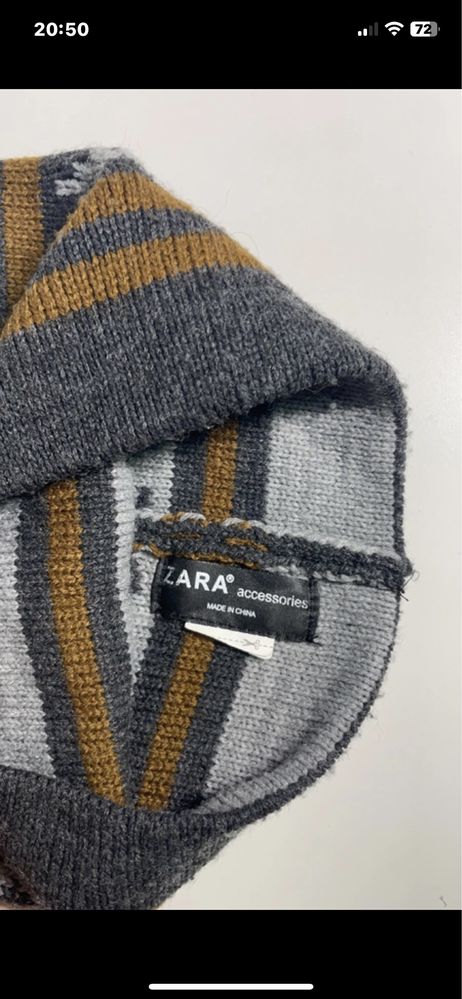 Gorro Zara Inverno cinza/laranja