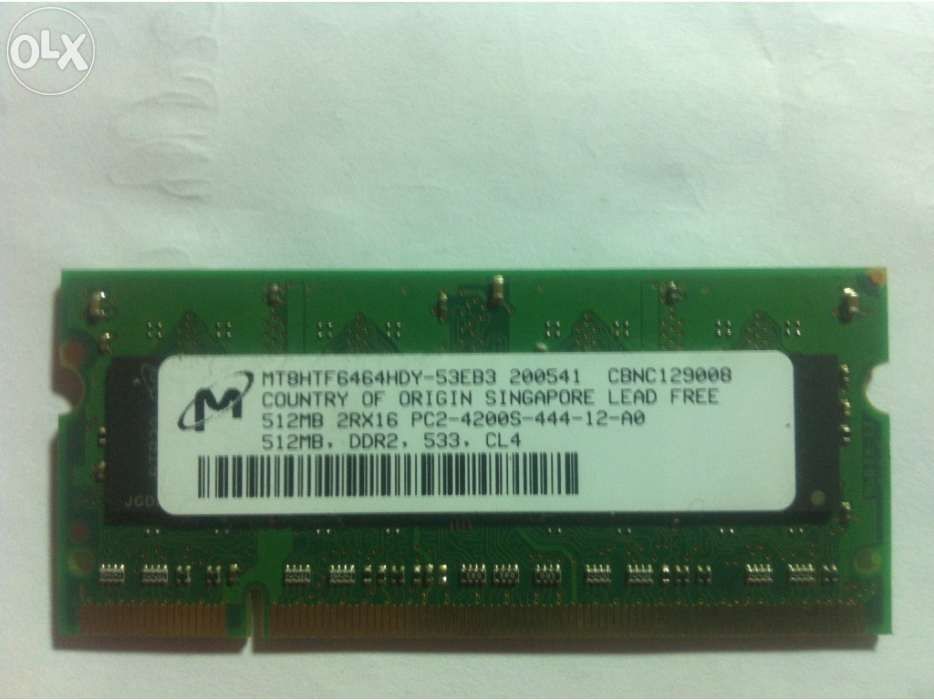 Memória RAM ddr2 512mb laptop