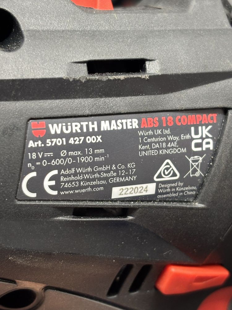 WURTH Zestaw narzędzi wkrętarka kątówka ABS/AWS COMPACT M-CUBE
