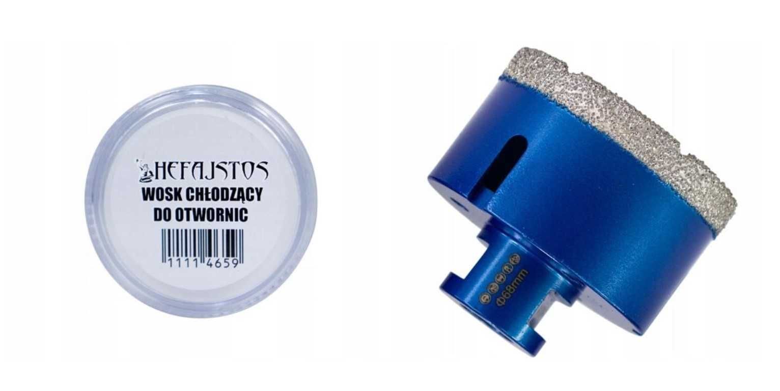 Otwornica diamentowa 68mm HEFAJSTOS do płytek / różne rozmiary + WOSK