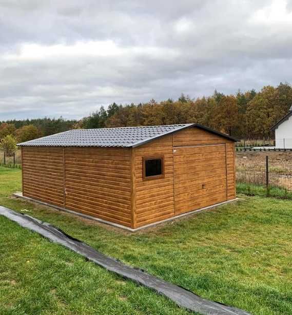 Garaż blaszany 5x6, garaże drewnopodobne, solidna konstrukcja
