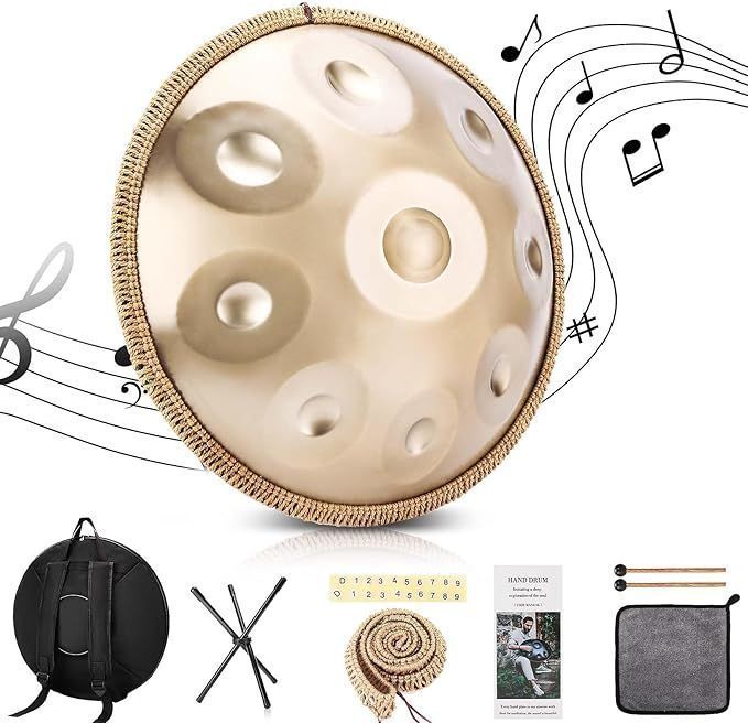 Handpan Drum Ręczny Bęben D Moll 432 Hz 9 Dźwięków 22 cale Stalowy Pan