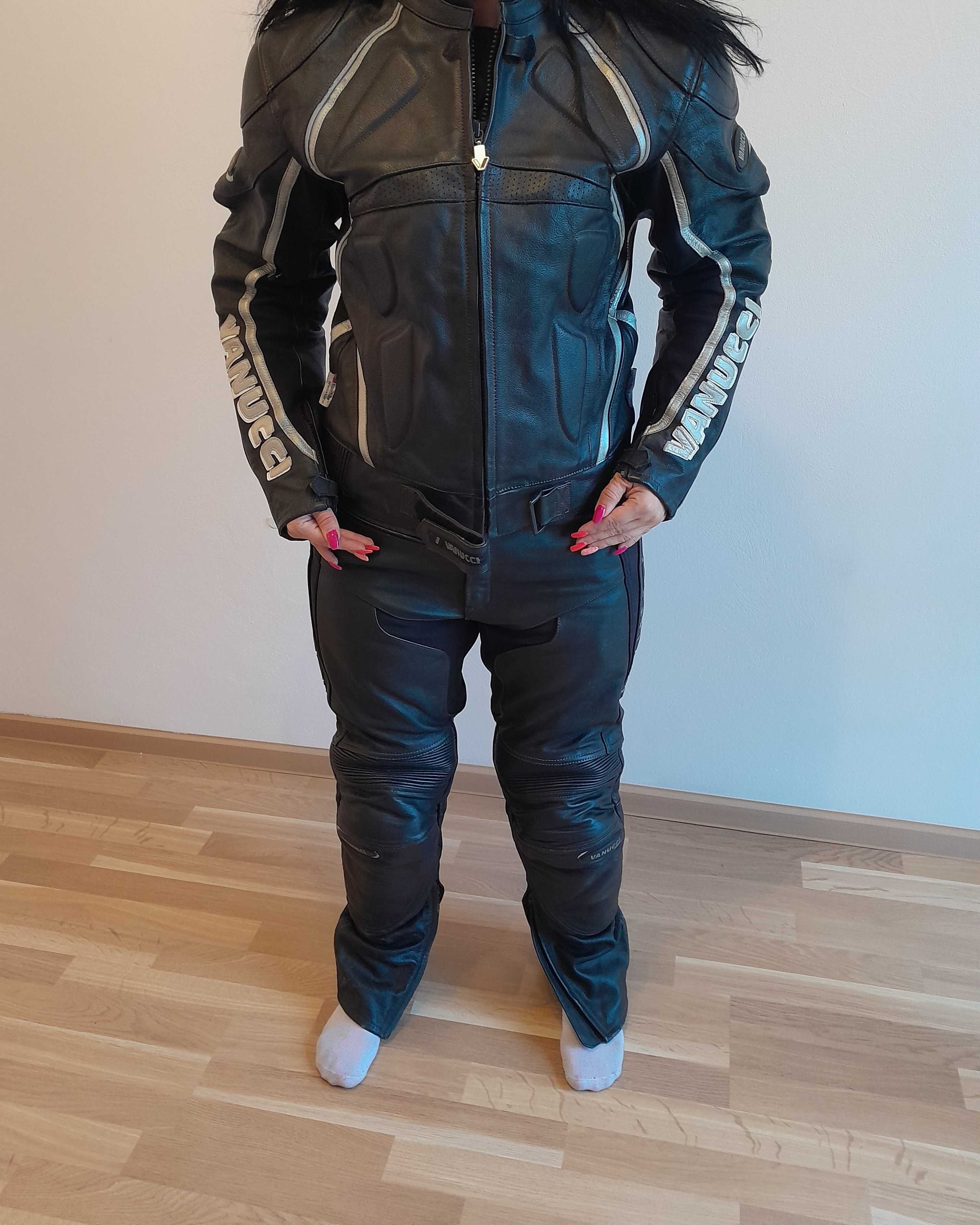 Strój motocyklowy damski kombinezon skóra Vanucci dwuczęściowy