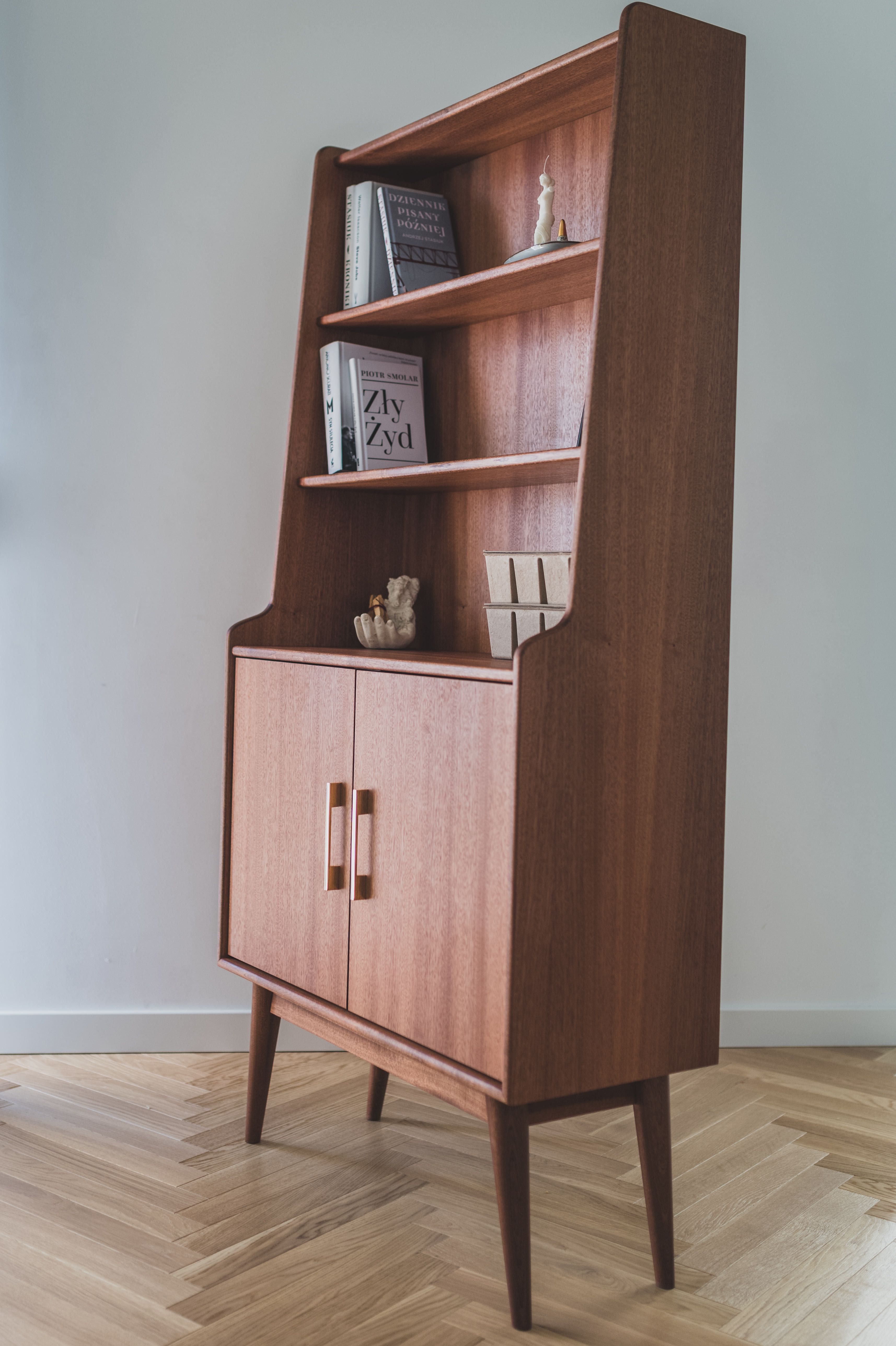 Regał Biblioteczka Bestil MAHOŃ mid-century modern duński styl