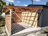 Budowa wiat drewnianych oraz wylewki pod garaż.
