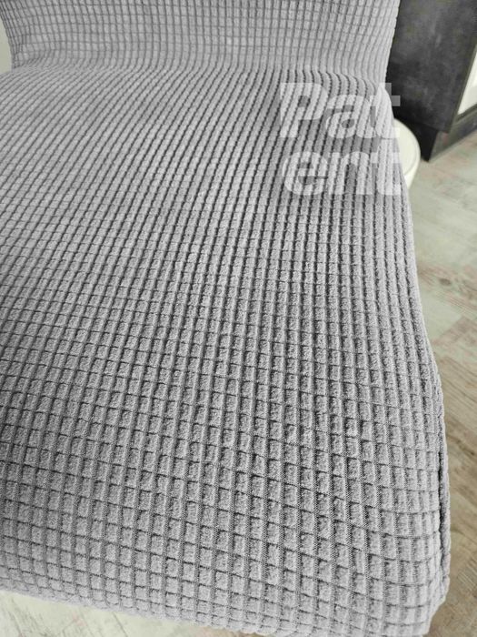 Pokrowce na krzesła szare żakardowe kratka 4 szt siwe