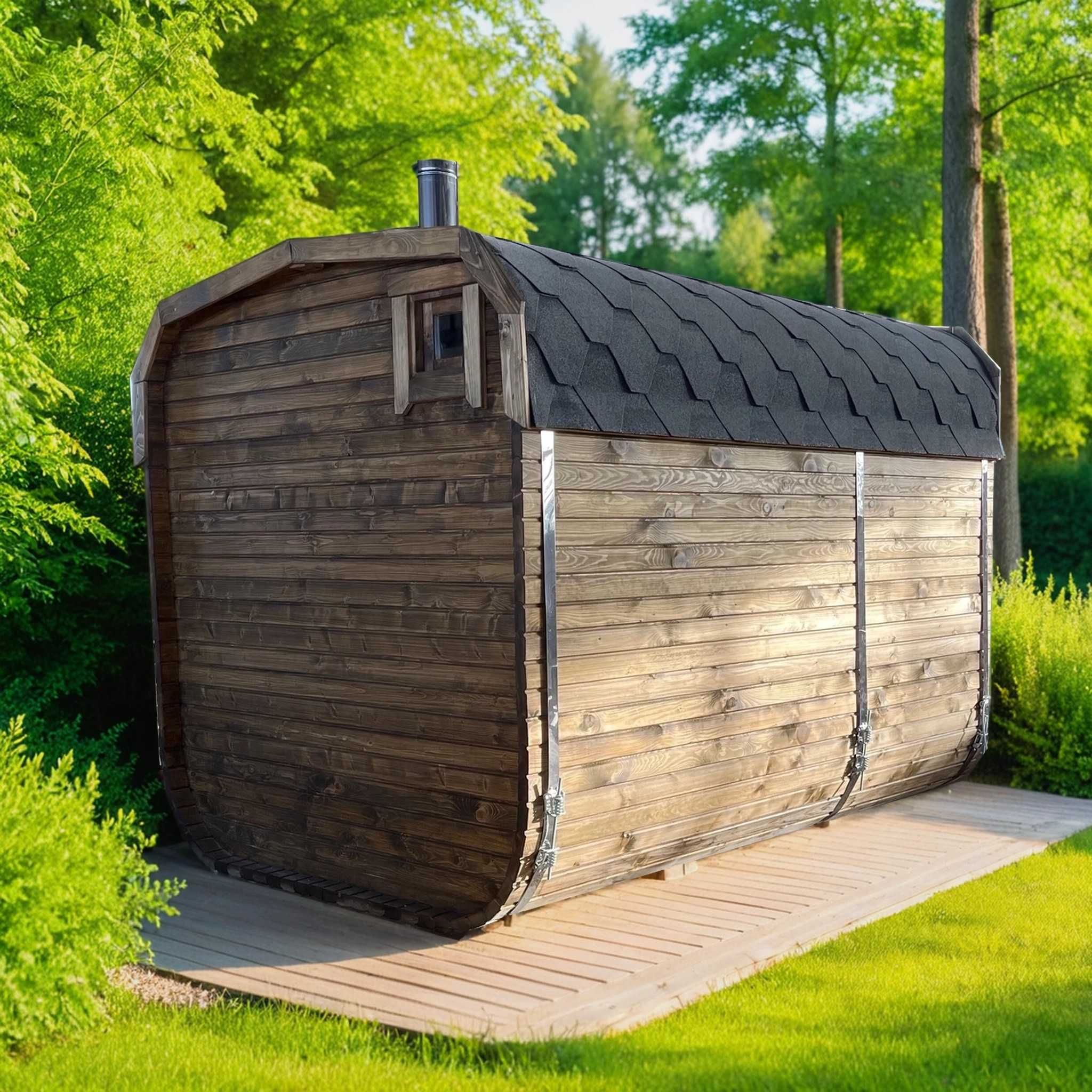 Sauna 2x3 m Ogrodowa Beczka Panorama – Fińska Ruska Bania z Piecem