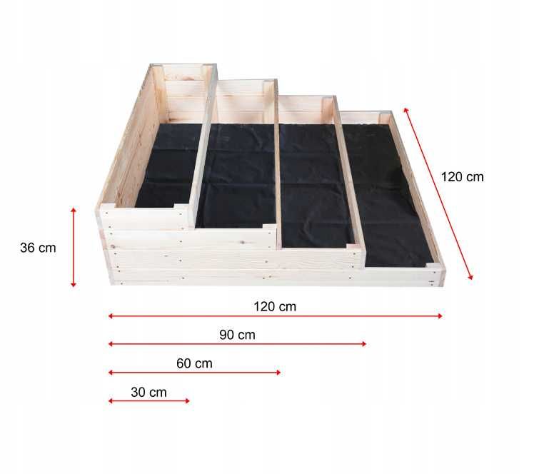 4-piętrowy warzywnik, kwietnik, inspekt, zielnik 120x120x36