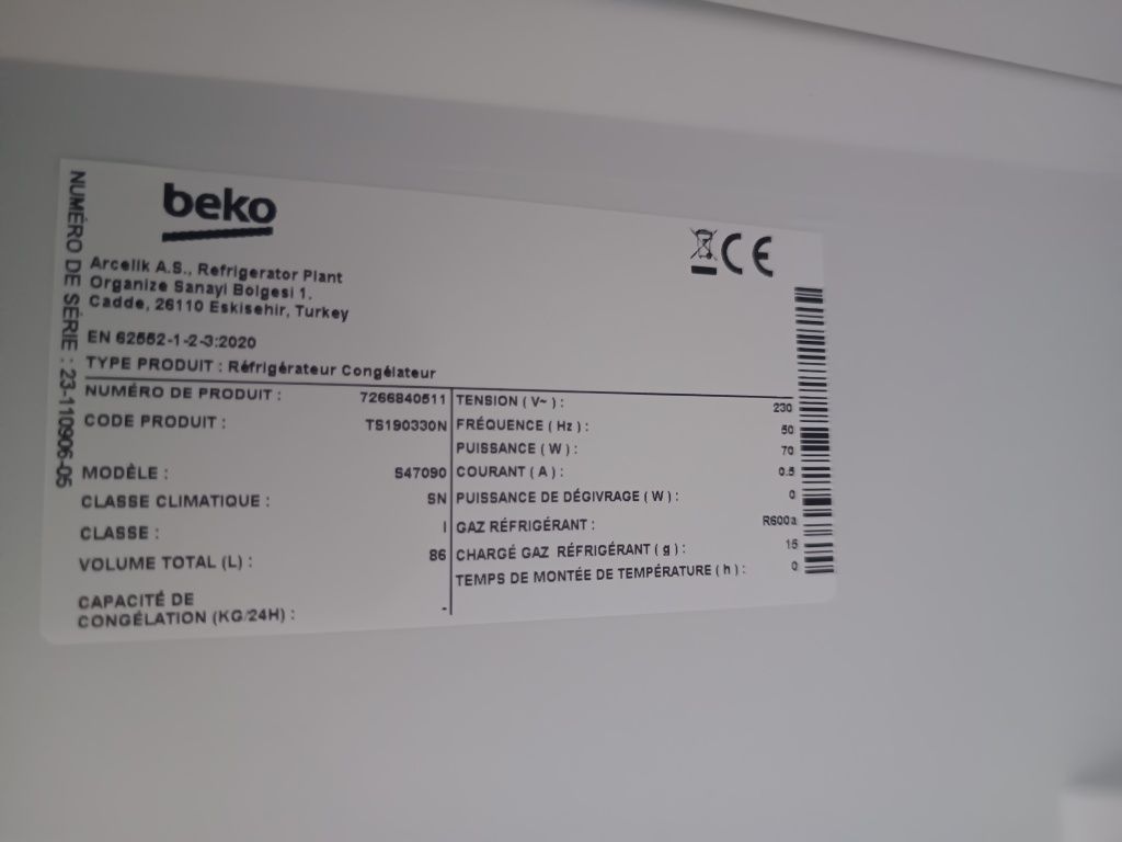 Lodówka lodowko zamrażarka Beko TS190330N w bardzo dobrym stanie.