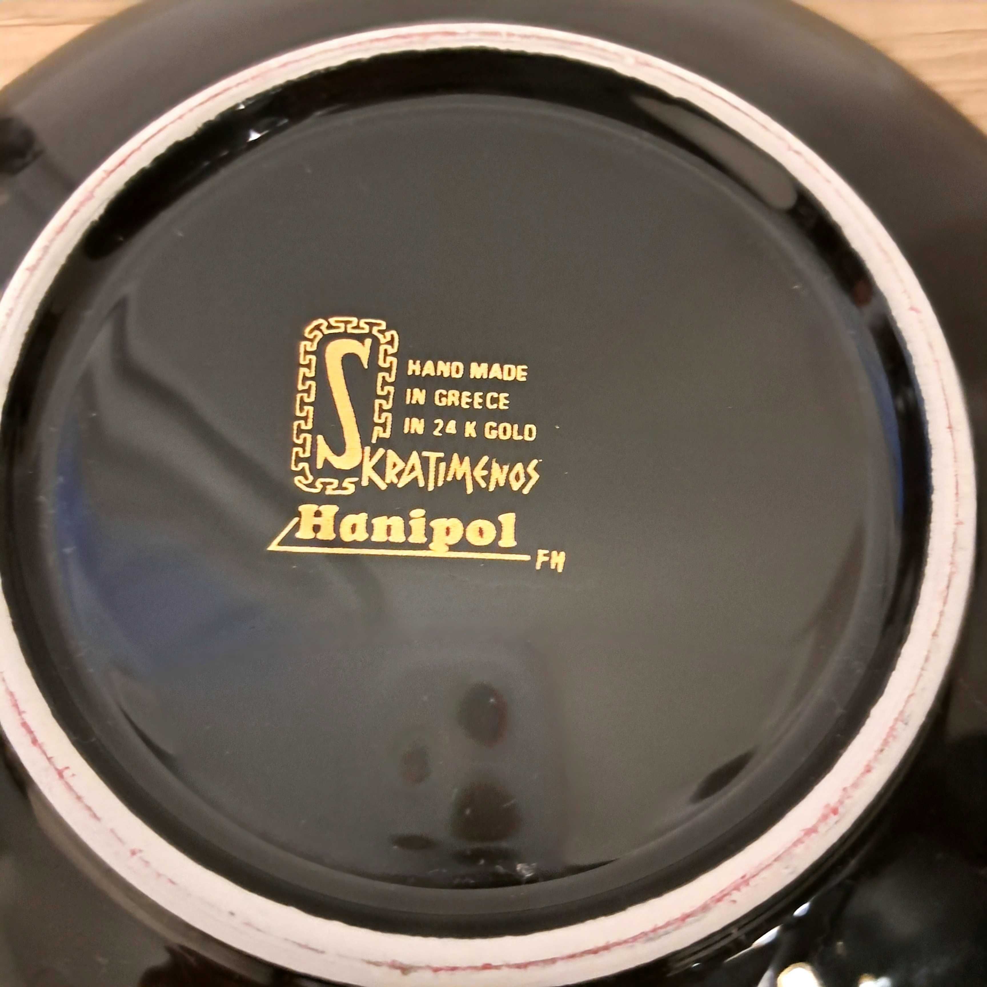 24k gold Kratimenos Hanipol 6 filiżanek, spodki, ręczna porcelana