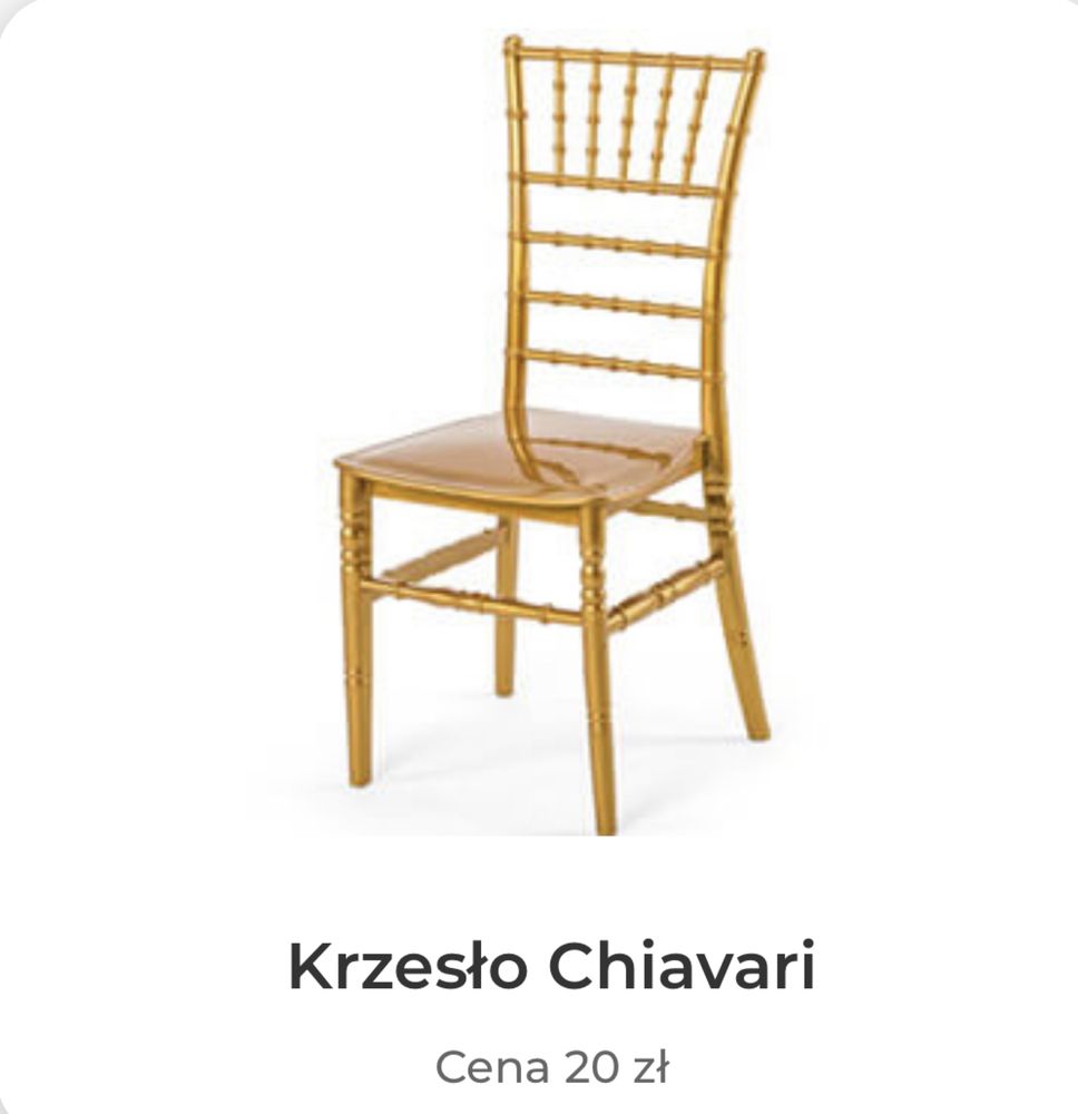 Krzesło Chiavari Tiffany złote, krzesła, pokrowce, stoły - wynajem