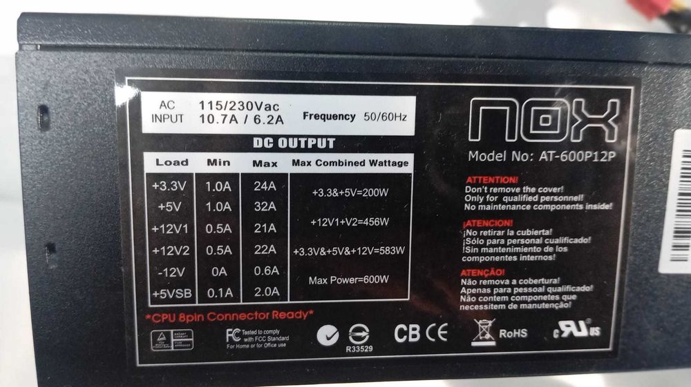 Fonte Nox 600 watts