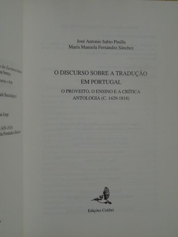 O Discurso Sobre a Tradução em Portugal de José António Sabino Pinilla