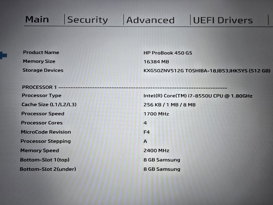 HP ProBook 450 G5 (i7 8550U 16GB 512SSD)