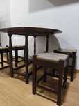 Mesa De Jantar Rústica Madeira Maciça com 3 banquetas