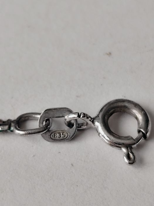 Kolia - naszyjnik - stare srebro 835 + perła + szafiry