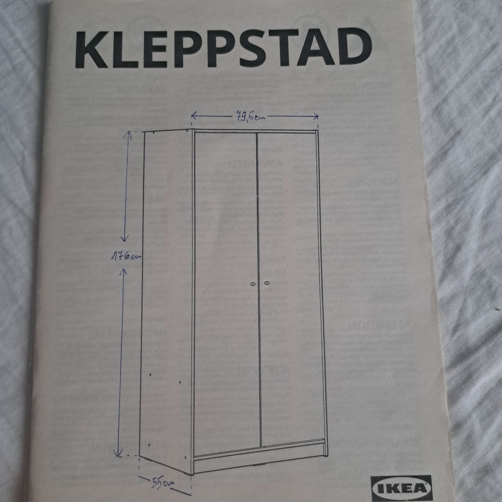 Nowa szafa dwudrzwiowa biała Ikea Kleppstad 176/79,5/55