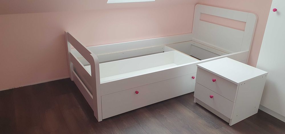 Łóżko dziecięce/młodzieżowe z szufladą, stelażem i szafką nocną