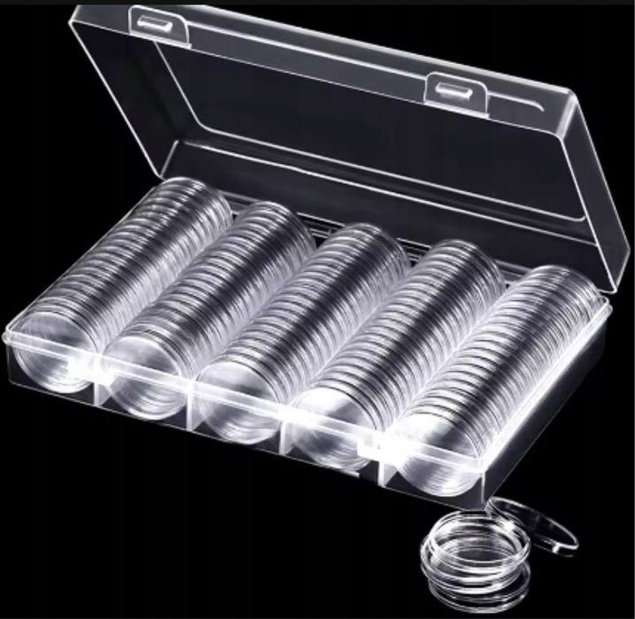 Kapsle na monety 27 30 mm zestaw 100 szt kapsel 2 zł GN w pudełku