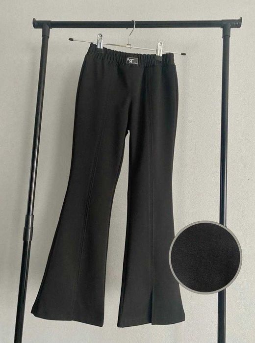 Дитячі штани Клеш трикотаж на флісі для дівчинки з розрізами