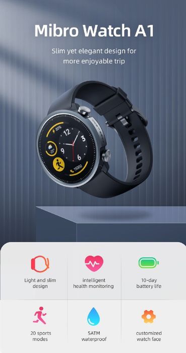 Smartwatch Mibro Watch A1 Nowy, grafitowy, język polski