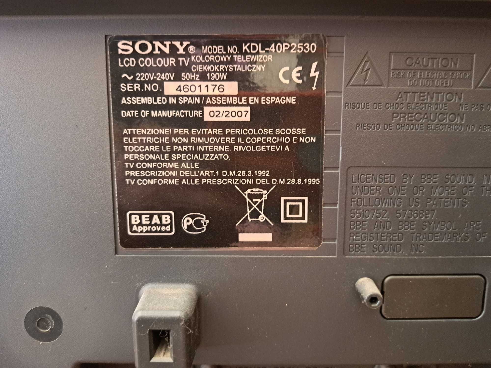 Telewizor Sony Bravia 40 cali KDL-P2530