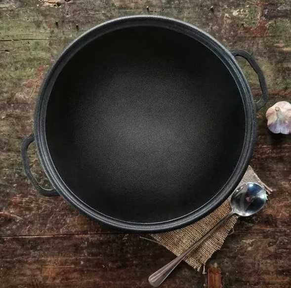 Казан 8 л wok с крышкой сковородой для костра плиты чугунный тренога