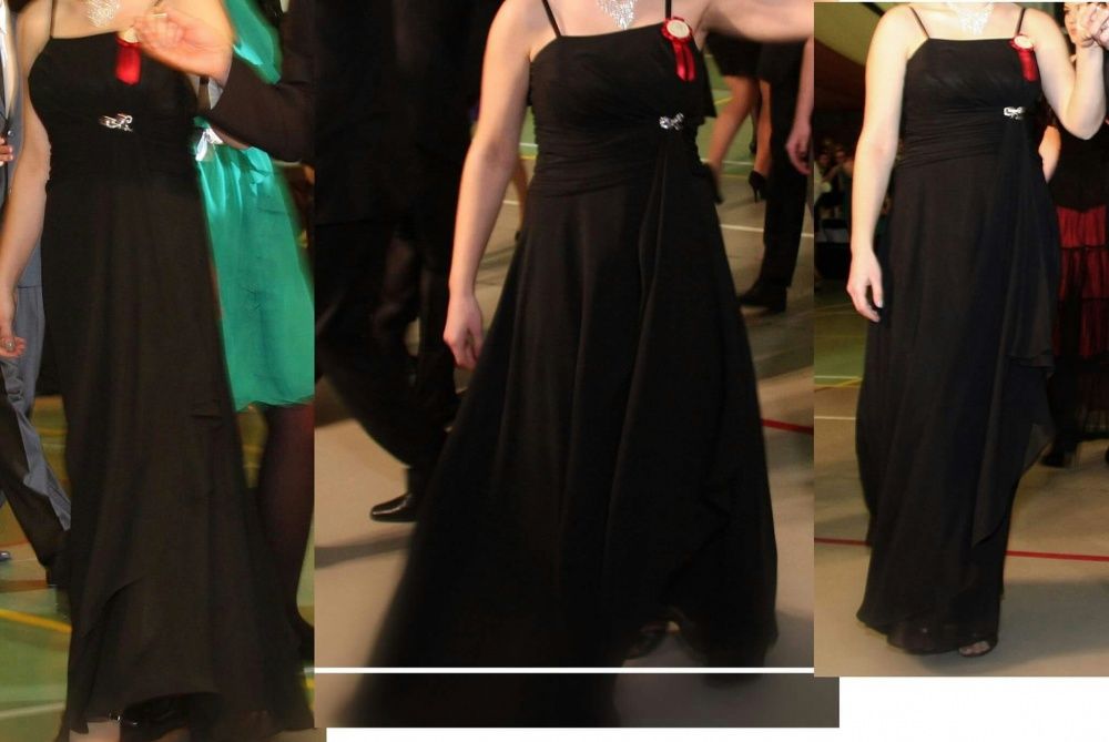 Sukienka studniówka wesele czarna wieczorowa długa