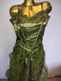Платье бальное оливковое,  на шлейках, длинна 155 см