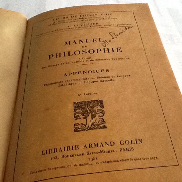 1951 - Philosophie -M.de -Librairie Armand Colin - A.Cuvillier