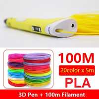 3D ручка MYRIWELL RP-100B Yellow +100m (20 цв.) PLA пластика Майривелл