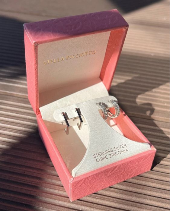 Kolczyki zestaw nowy srebrne małe kółka z cyrkoniami