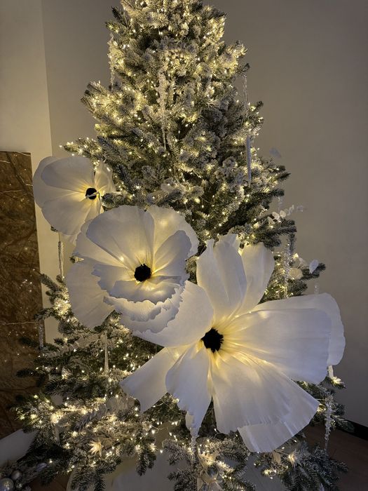 Квіти на ялинку, квіти для декору вітрин